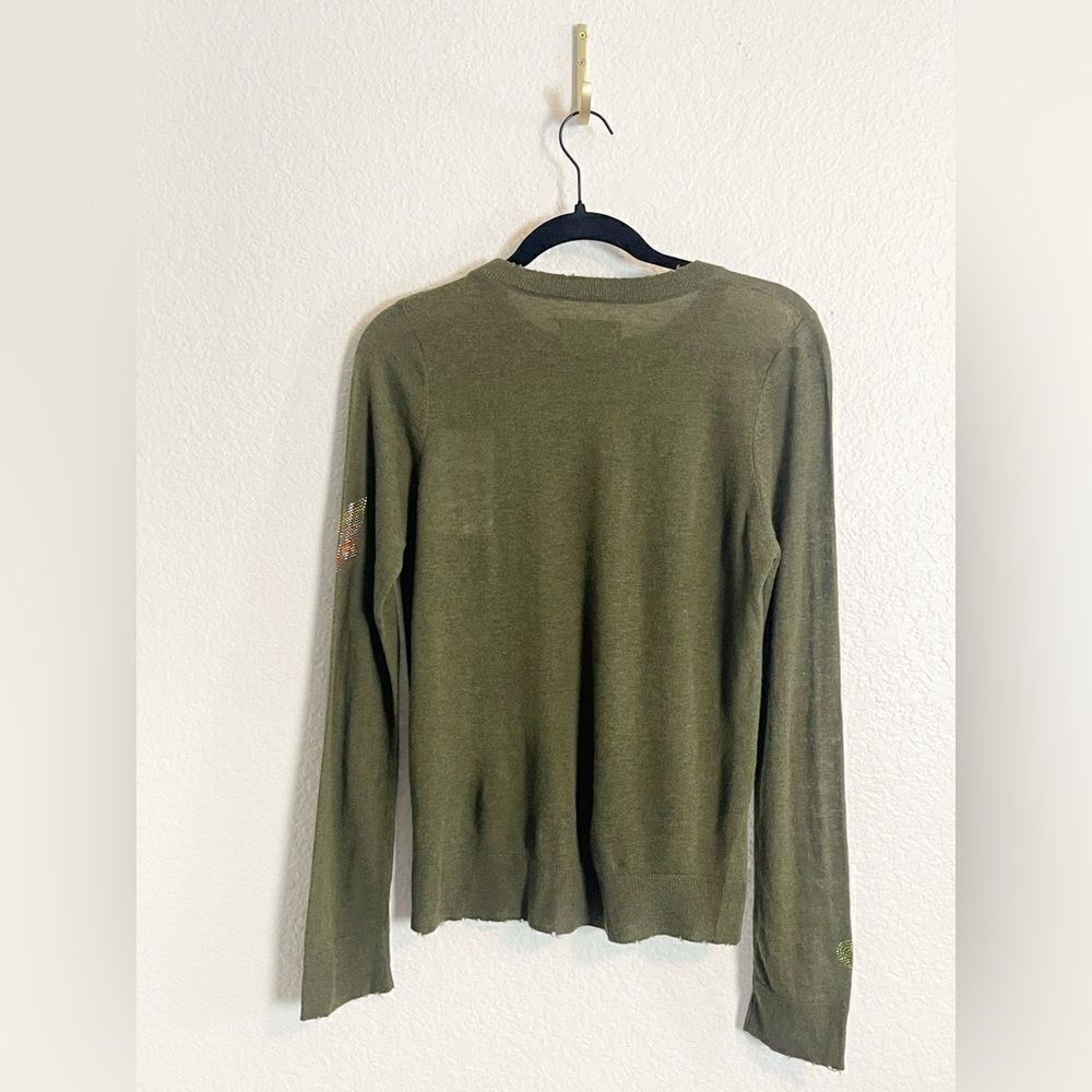 Zadig & Voltaire Cashmere Sweater with military color and crystals. NTW. Small - Picture 2 of 11